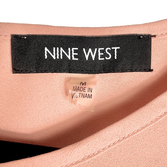 NINE WEST Women's Pullover Jewel Neck Crepe Blouse with 3/4 Bow Sleeve Detail - Picture 3 of 9